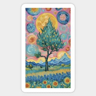 Sunflowers under Starry Skies: Van Gogh's Eternal Symphony Sticker